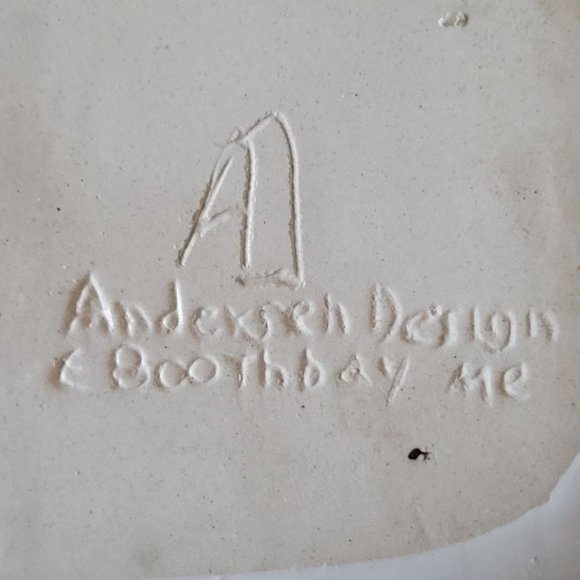 Vtg Andersen Design Studio Ceramic Decorative Plate, Sage and White Tree Design - Picture 5 of 5